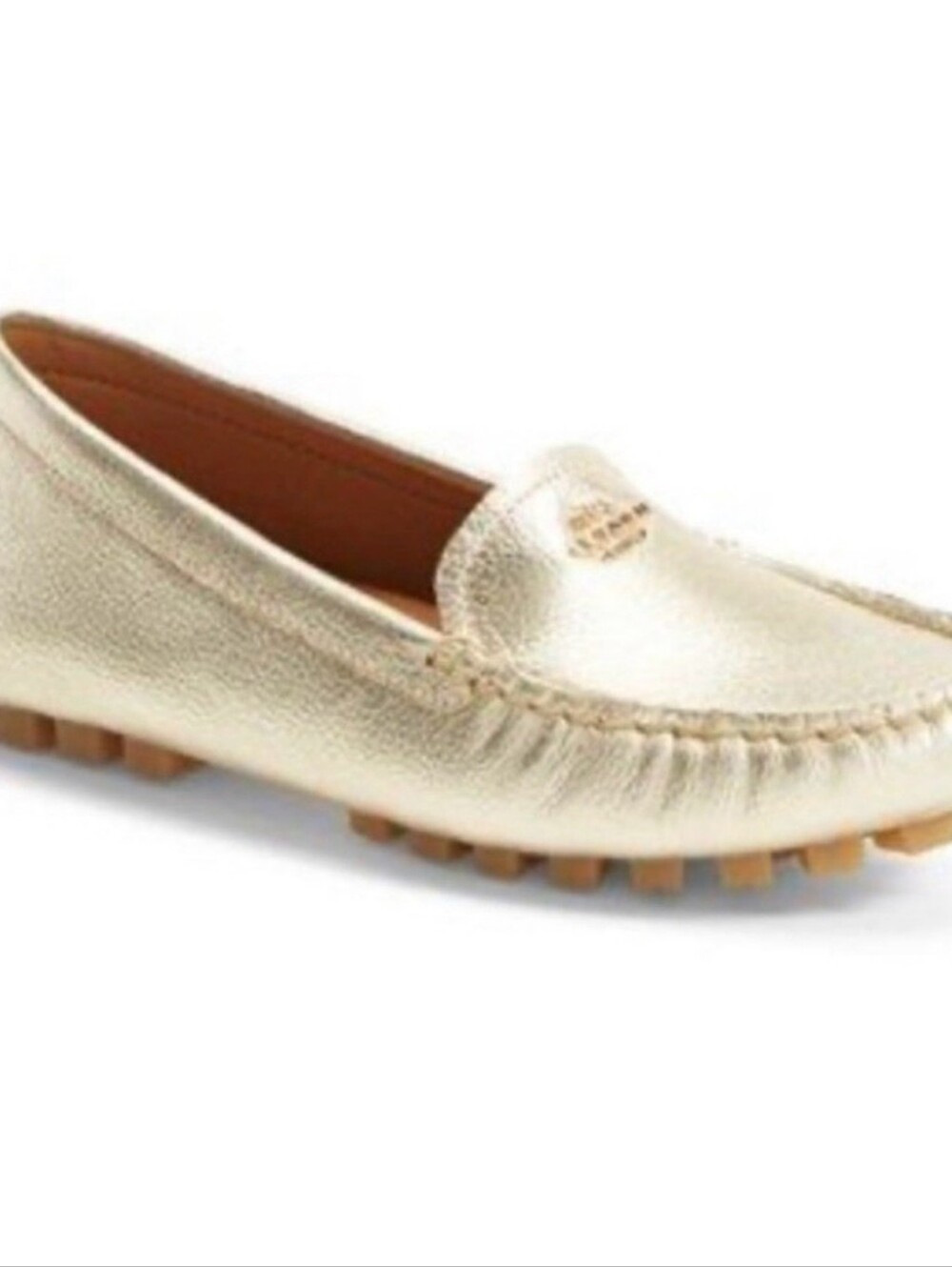 Coach Pebbled Leather Amber Gold Metallic Loafer - Picture 7 of 13